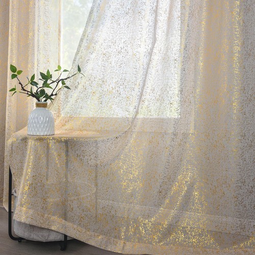 Gold sheer curtains inches - sheer,